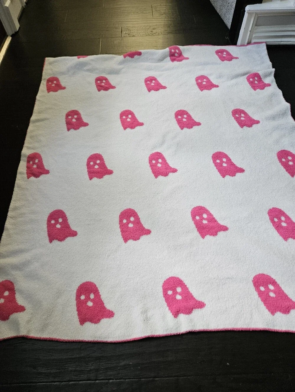 Cupcakes And Cashmere Halloween Pink Ghost Plush Throw Blanket